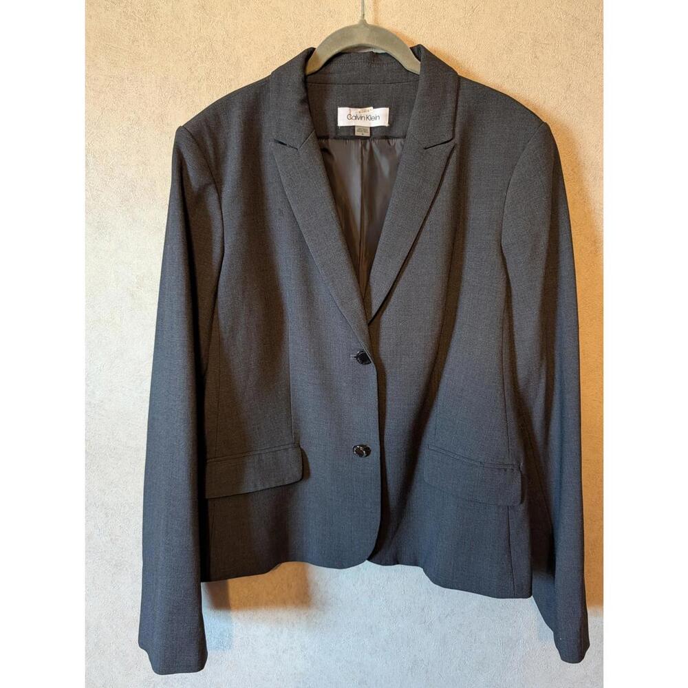 CALVIN KLEIN gray single breasted blazer sz 16